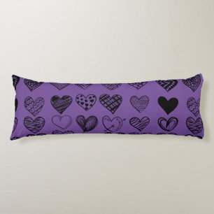 Adorable Black Heart Scribble Drawing Body Cushion