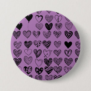 Adorable Black Heart Scribble Drawing Button