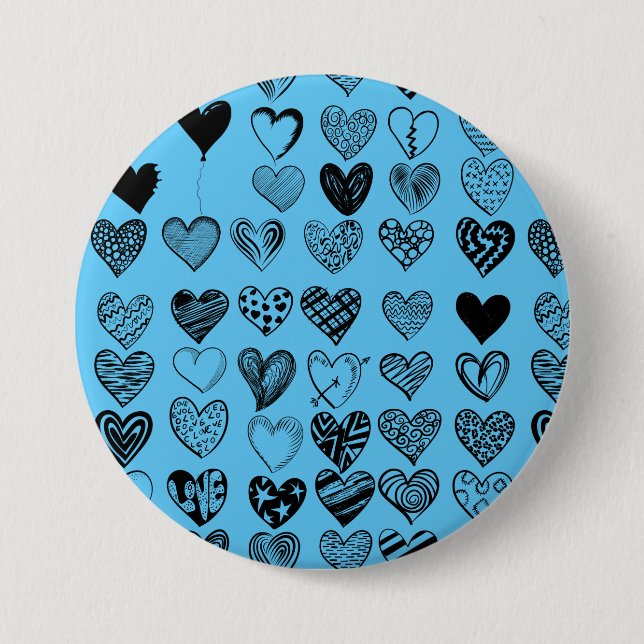 Adorable Black Heart Scribble Drawing Button (Front)