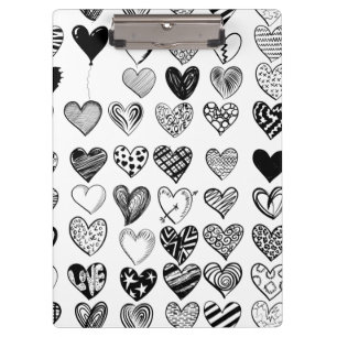 Adorable Black Heart Scribble Drawing Clipboard