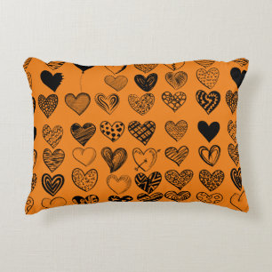 Adorable Black Heart Scribble Drawing Decorative Cushion