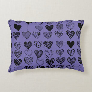 Adorable Black Heart Scribble Drawing Decorative Cushion
