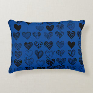 Adorable Black Heart Scribble Drawing Decorative Cushion