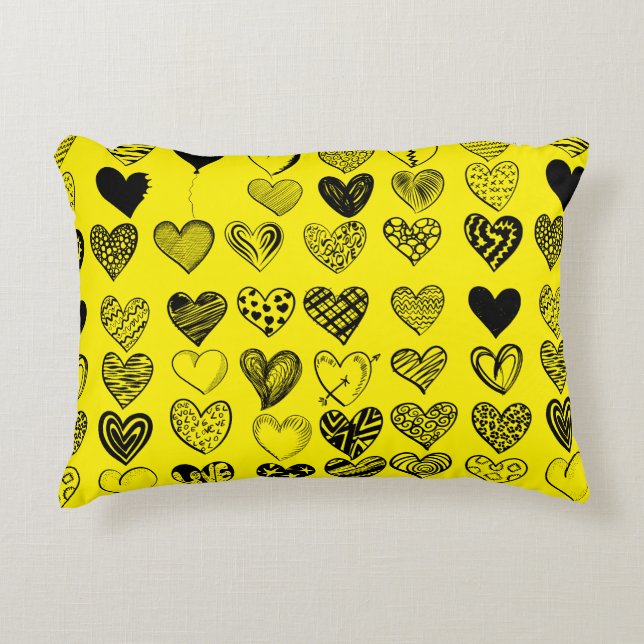 Adorable Black Heart Scribble Drawing Decorative Cushion (Front)