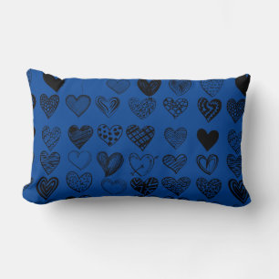 Adorable Black Heart Scribble Drawing Lumbar Cushion