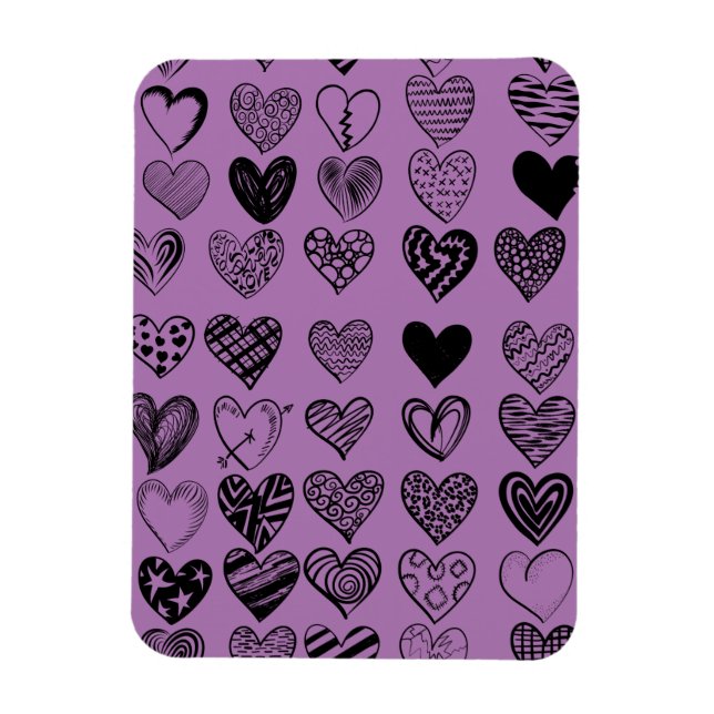 Adorable Black Heart Scribble Drawing Magnet (Vertical)
