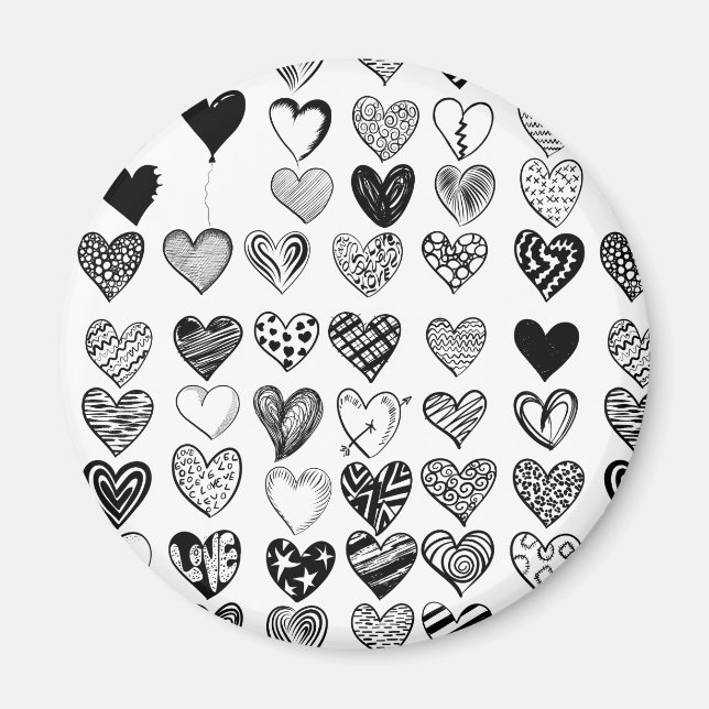 Adorable Black Heart Scribble Drawing Magnet (Front)