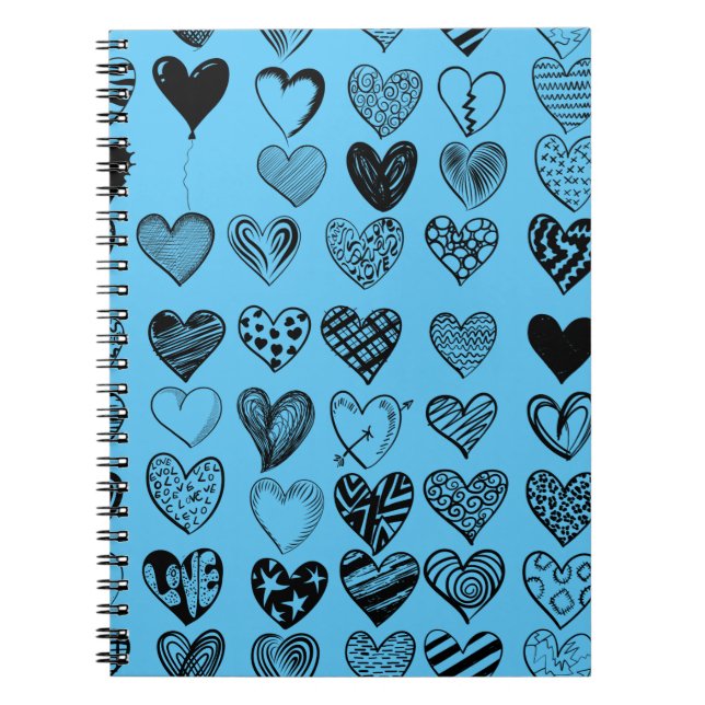 Adorable Black Heart Scribble Drawing Notebook (Front)