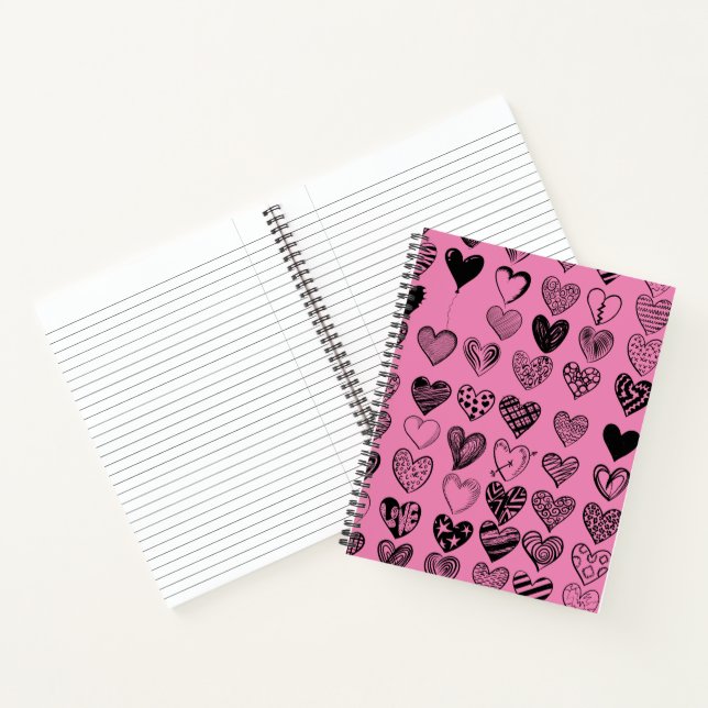 Adorable Black Heart Scribble Drawing Notebook (Inside)