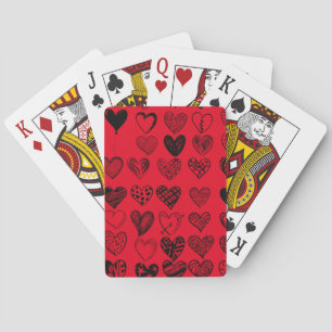 Adorable Black Heart Scribble Drawing Playing Cards