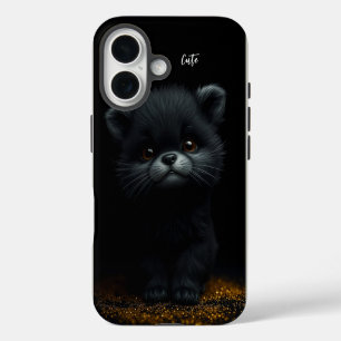 Adorable Black Kitten iPhone 16 Case