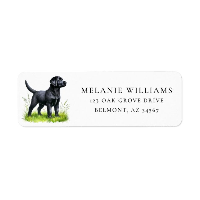 Adorable Black Lab Puppy Return Address (Front)