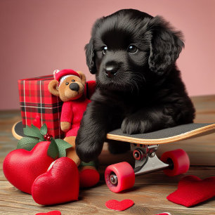 Adorable Black Puppy Funny Valentine Holiday Card