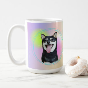 Adorable black Shiba Inu in neon colors Coffee Mug