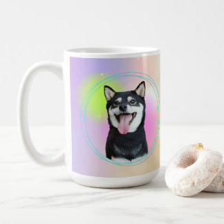 Adorable black Shiba Inu in neon colors Coffee Mug