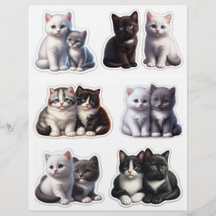 Adorable Black, White & Grey Kitten Illustrations