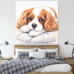 Adorable Blenheim Cavalier King Charles Spaniel Re Canvas Print
