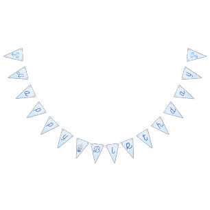 Adorable Blue Axolotl Boba Tea Boy Birthday Bunting