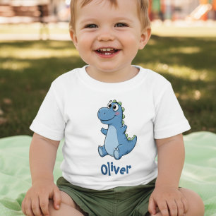 Adorable Blue Baby Cartoon Dinosaur T-Shirt