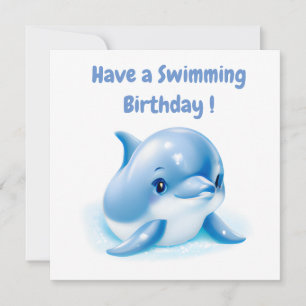 Adorable Blue Baby Dolphin Holiday Card