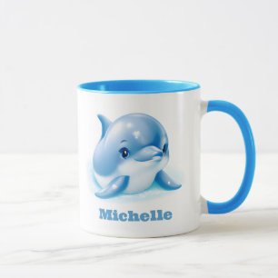 Adorable Blue Baby Dolphin Mug