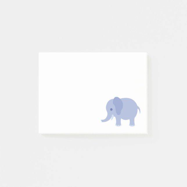 Adorable Blue Baby Elephant Post-it Notes (Front)
