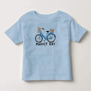 Adorable Blue Bicycle Farmers Market Shopping Toddler T-Shirt