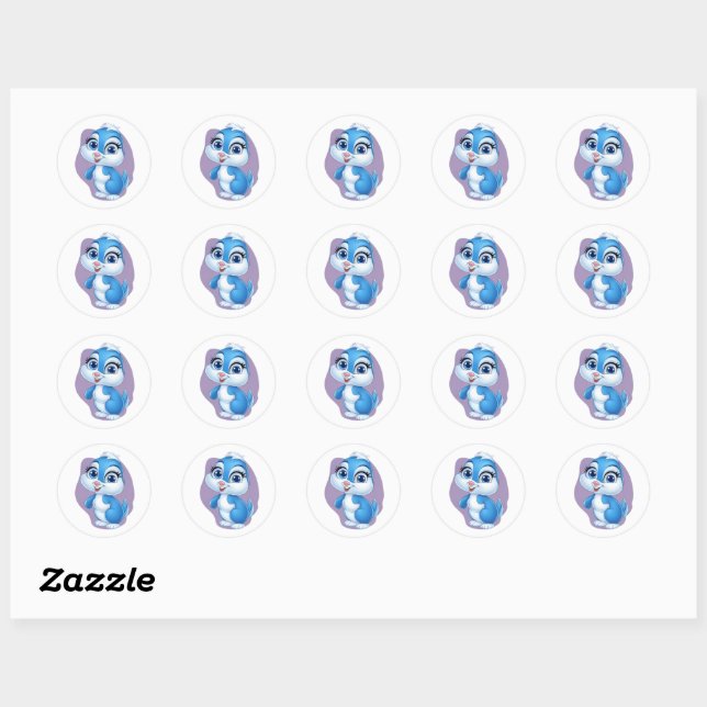 Adorable Blue Bunny Sticker – Cute Cartoon Rabbit  (Sheet)
