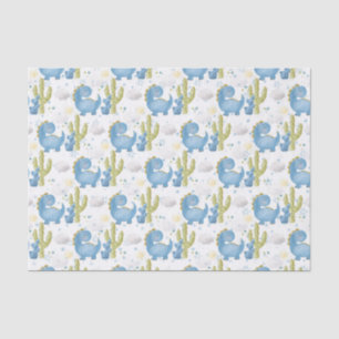 ADORABLE BLUE DINOSAURS & GREEN CACTUS TISSUE PAPER