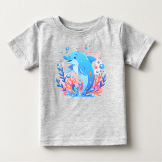 Adorable Blue Dolphin Baby Bodysuit