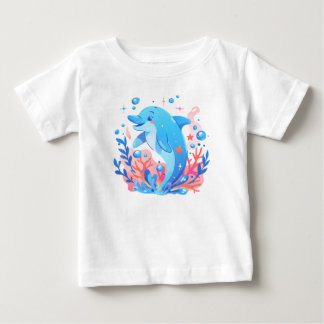 Adorable Blue Dolphin Baby Bodysuit