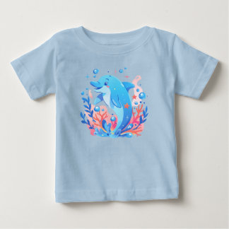 Adorable Blue Dolphin Baby Bodysuit