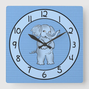 Adorable Blue Elephant Wall Clock for Boys