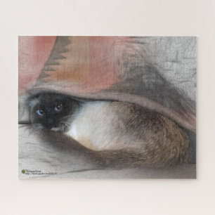 Adorable Blue Eyed Siamese Kitten Peeking Out Jigsaw Puzzle