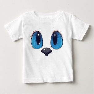Adorable Blue Eyes Cat Face Cute Kawaii Cat Design Baby T-Shirt