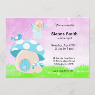 Adorable blue fairy invitation