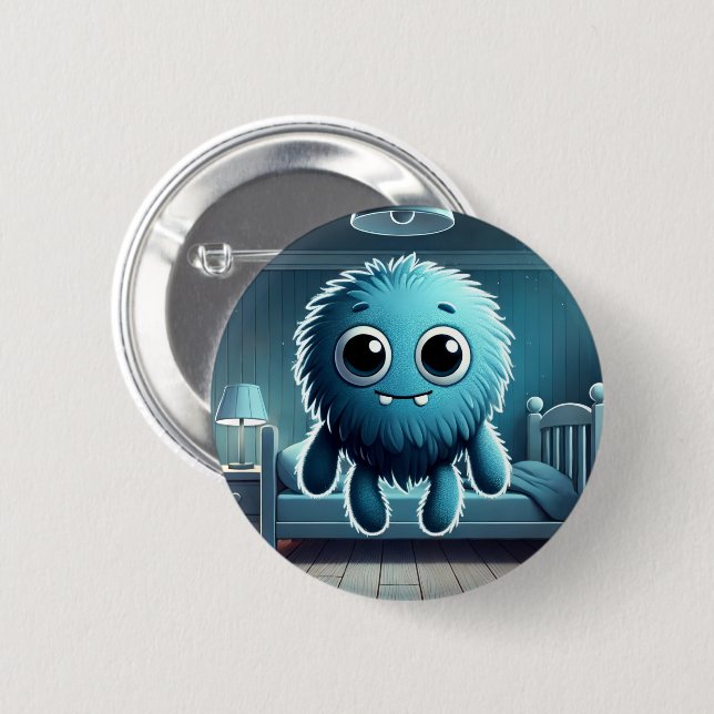 Adorable Blue Fluffy Creature 6 Cm Round Badge (Front & Back)