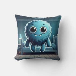Adorable Blue Fluffy Creature Cushion