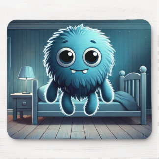 Adorable Blue Fluffy Creature Mouse Mat