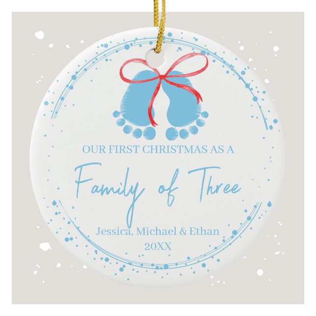 Adorable Blue Footprints Family Pattern Ceramic Tree Decoration (Creator Uploaded)
