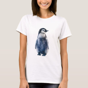 Adorable Blue Galaxy Watercolor Penguin Women T-Shirt