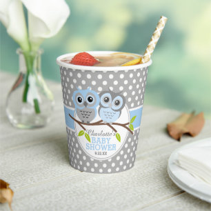 Adorable Blue Owls Baby Shower Personalised   Paper Cups