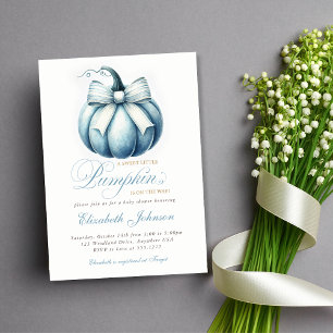 Adorable Blue Pumpkin Baby Shower Invitation