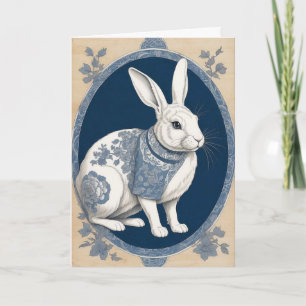 Adorable Blue Rabbit All Occasions Greeting Card 