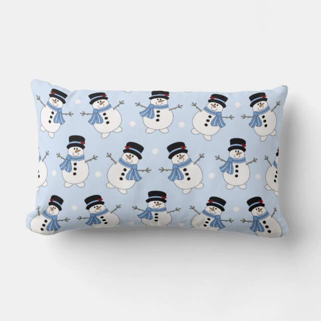 Adorable Blue Snowman Pillow (Front)