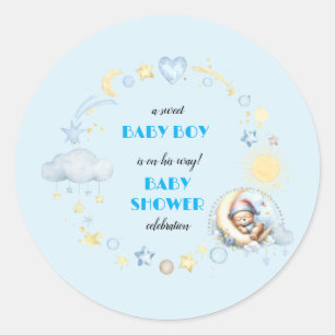 Adorable Blue Table Confetti Classic Round Sticker