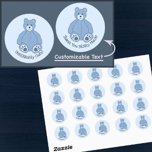 Adorable Blue Teddy Bear Classic Round Sticker