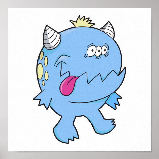 adorable blue tongue chomper monster poster (Front)
