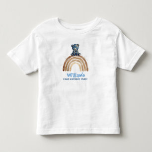 Adorable Blue Watercolor Bear Rainbow Toddler T-Shirt