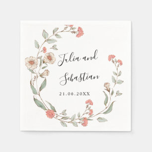 Adorable Blush flower bunch wedding monogram Napkin